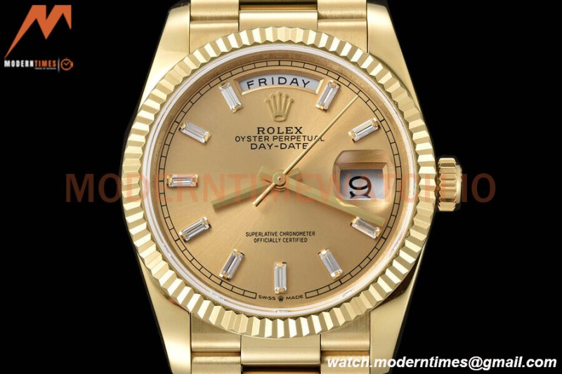 Rolex - DayDate 36mm 128238 Flt Pres YG/YG Gold/Dia V5 QF VR3255