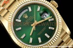 Rolex - DayDate 36mm 128238 Flt Pres YG/YG Grn/Dia V5 QF VR3255