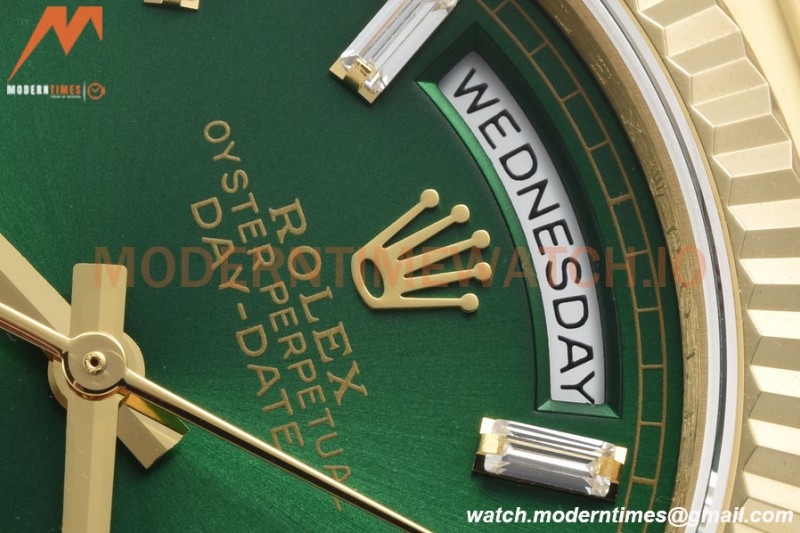 Rolex - DayDate 36mm 128238 Flt Pres YG/YG Grn/Dia V5 QF VR3255