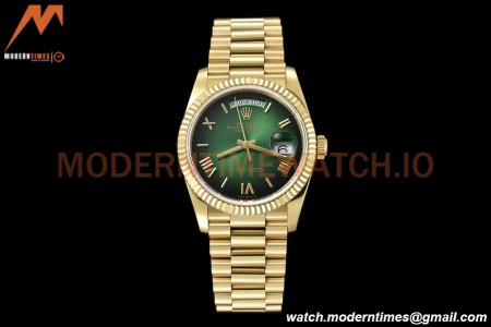 Rolex - DayDate 36mm 128238 Flt Pres YG/YG Grn/Rmn V5 QF VR3255