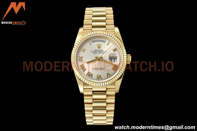 Rolex - DayDate 36mm 128238 Flt Pres YG/YG Wht/Rmn V5 QF VR3255