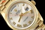 Rolex - DayDate 36mm 128238 Flt Pres YG/YG Wht/Rmn V5 QF VR3255