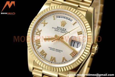 Rolex - DayDate 36mm 128238 Flt Pres YG/YG Wht/Rmn V5 QF VR3255