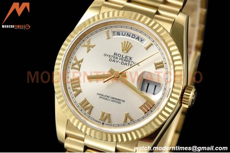 Rolex - DayDate 36mm 128238 Flt Pres YG/YG Wht/Rmn V5 QF VR3255