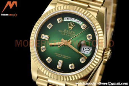 Rolex - DayDate 36mm 128238 Flt Pres YG/YG Green/Dia V5 QF VR3255
