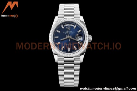Rolex - DayDate 36mm 128239 Flt Pres SS/SS Blue/Dia V5 QF VR3255