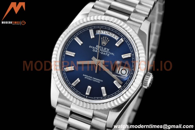 Rolex - DayDate 36mm 128239 Flt Pres SS/SS Blue/Dia V5 QF VR3255