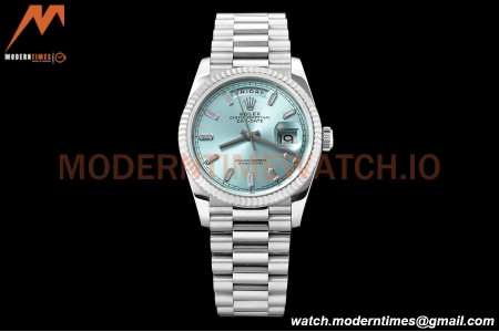 Rolex - DayDate 36mm 128236 Flt Pres SS/SS I-Blue/Dia V5 QF VR3255