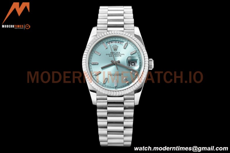 Rolex - DayDate 36mm 128236 Flt Pres SS/SS I-Blue/Dia V5 QF VR3255