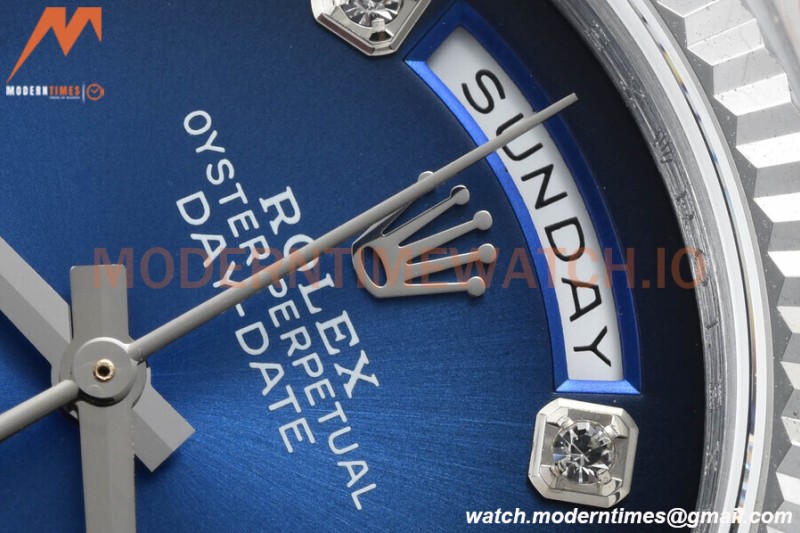 Rolex - DayDate 36mm 128239 Flt Pres SS/SS G-Blue/Dia V5 QF VR3255