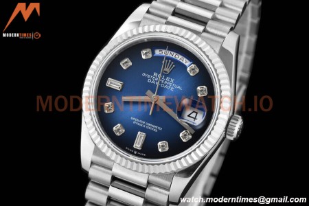 Rolex - DayDate 36mm 128239 Flt Pres SS/SS G-Blue/Dia V5 QF VR3255