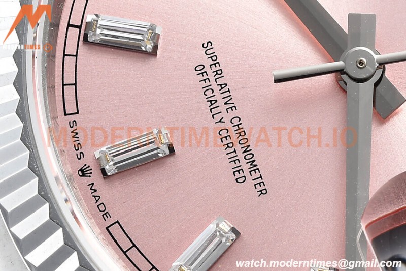 Rolex - DayDate 36mm 128239 Flt Pres SS/SS Pink/Dia V5 QF VR3255