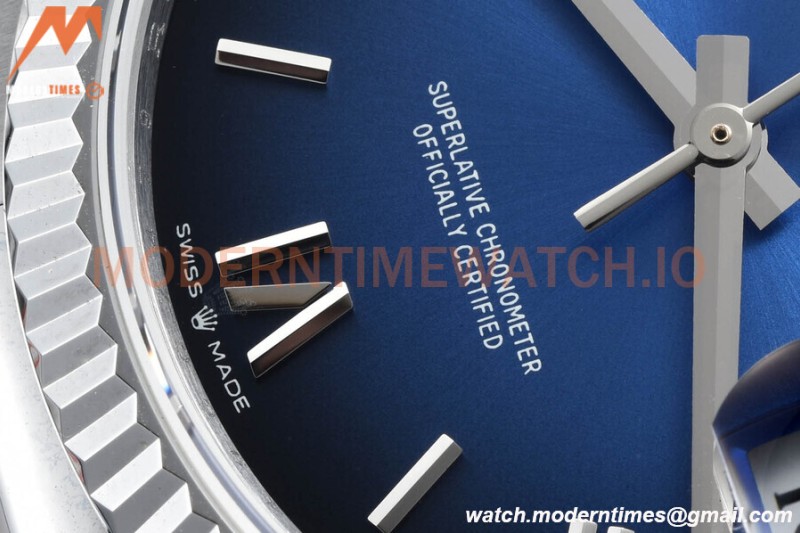 Rolex - DayDate 36mm 128236 Flt Pres SS/SS I-Blue/Dia V5 QF VR3255