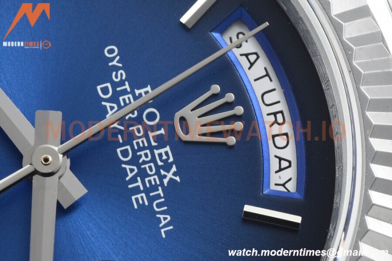 Rolex - DayDate 36mm 128236 Flt Pres SS/SS I-Blue/Dia V5 QF VR3255