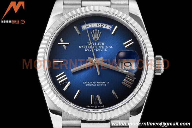 Rolex - DayDate 36mm 128236 Flt Pres SS/SS I-Blue/Dia V5 QF VR3255