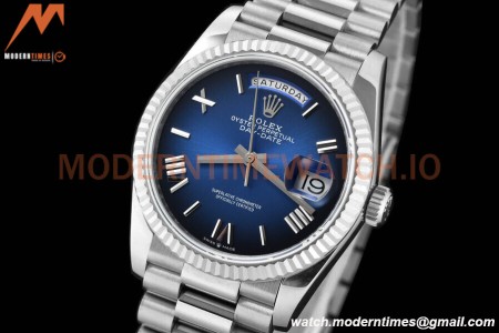Rolex - DayDate 36mm 128239 Flt Pres SS/SS G-Blue/Rmn V5 QF VR3255
