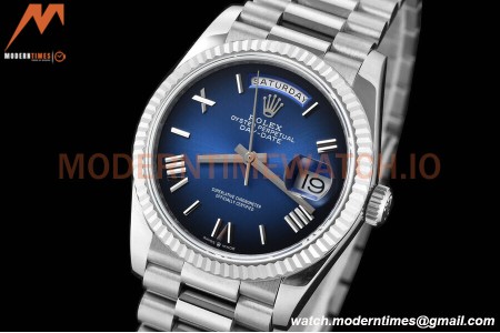 Rolex - DayDate 36mm 128239 Flt Pres SS/SS G-Blue/Rmn V5 QF VR3255