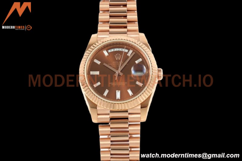Rolex - DayDate 228235 Gain Weight 40mm Flt Pres RG/RG Brown/Dia KF VR3255
