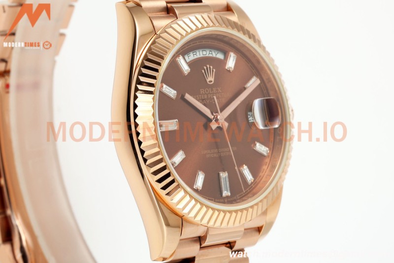 Rolex - DayDate 228235 Gain Weight 40mm Flt Pres RG/RG Brown/Dia KF VR3255