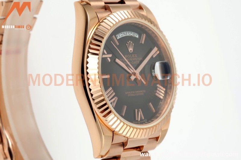 Rolex - DayDate 228235 Gain Weight 40mm Flt Pres RG/RG Black/Rmn KF VR3255