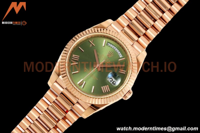 Rolex - DayDate 228235 Gain Weight 40mm Flt Pres RG/RG Green/Rmn KF VR3255