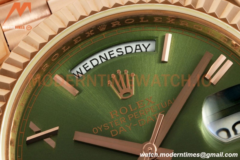 Rolex - DayDate 228235 Gain Weight 40mm Flt Pres RG/RG Green/Rmn KF VR3255