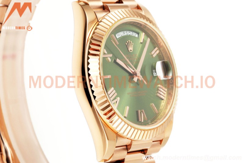 Rolex - DayDate 228235 Gain Weight 40mm Flt Pres RG/RG Green/Rmn KF VR3255