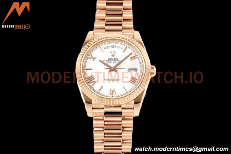 Rolex - DayDate 228235 Gain Weight 40mm Flt Pres RG/RG Wht/Rmn KF VR3255