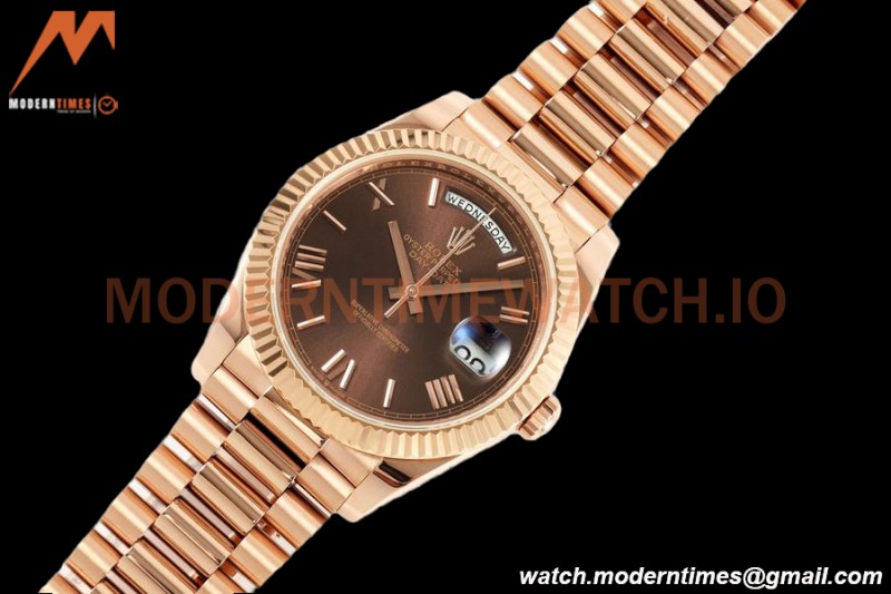 Rolex - DayDate 228235 Gain Weight 40mm Flt Pres RG/RG Brn/Rmn KF VR3255