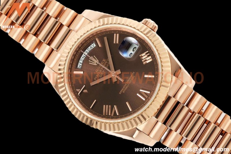 Rolex - DayDate 228235 Gain Weight 40mm Flt Pres RG/RG Brn/Rmn KF VR3255