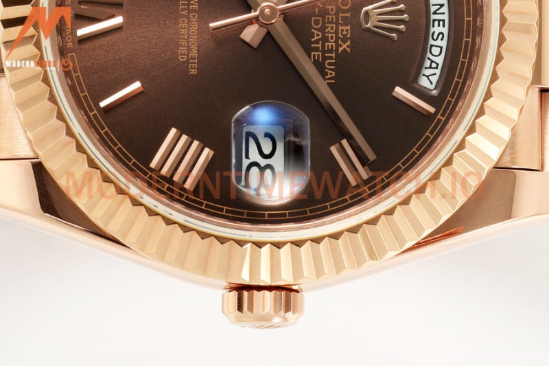Rolex - DayDate 228235 Gain Weight 40mm Flt Pres RG/RG Brn/Rmn KF VR3255