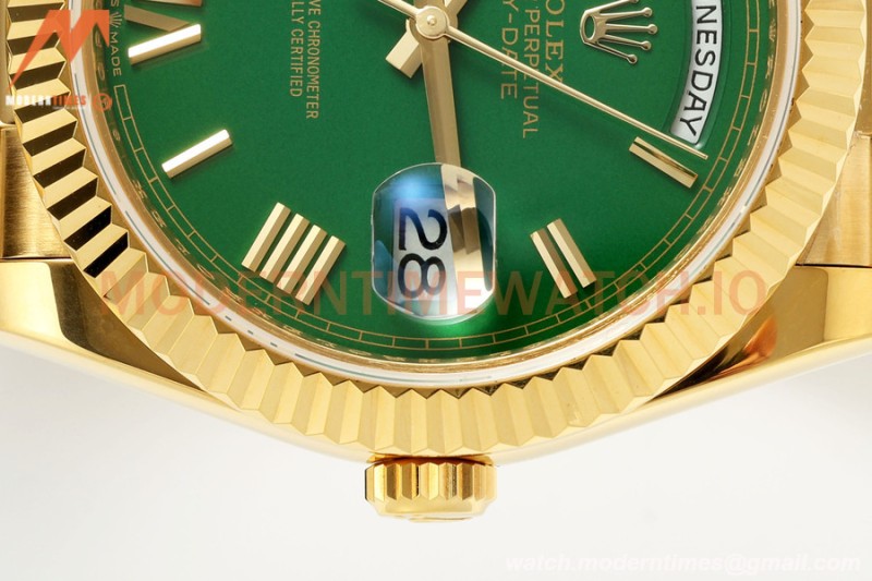 Rolex - DayDate 228238 Gain Weight 40mm Flt Pres YG/YG Green/Rmn KF VR3255