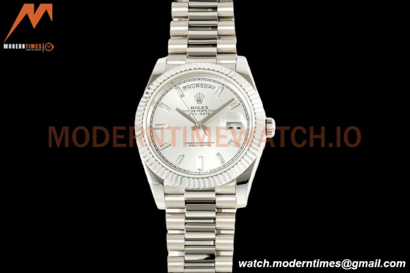 Rolex - DayDate 228239 Gain Weight 40mm Flt Pres SS/SS Silv/Dia KF VR3255