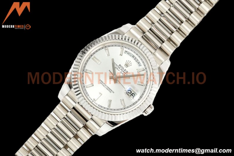 Rolex - DayDate 228239 Gain Weight 40mm Flt Pres SS/SS Silv/Dia KF VR3255