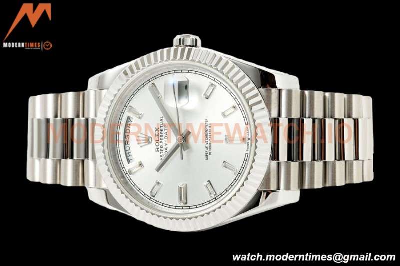 Rolex - DayDate 228239 Gain Weight 40mm Flt Pres SS/SS Silv/Dia KF VR3255