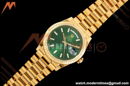 Rolex - DayDate 128238 Gain Weight 36mm Flt Pres YG/YG Grn/Dia KF A2836