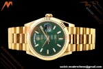Rolex - DayDate 128238 Gain Weight 36mm Flt Pres YG/YG Grn/Dia KF A2836 | 롤렉스 - 데이데이트 128238 게인 웨이트 36mm 플랫 프레스 YG/YG 그린/다이아 KF A2836
