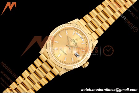 Rolex - DayDate 128238 Gain Weight 36mm Flt Pres YG/YG Gold/Dia KF A2836 | 롤렉스 - 데이데이트 128238 게인 웨이트 36mm 플랫 프레스 YG/YG 골드/다이아 KF A2836