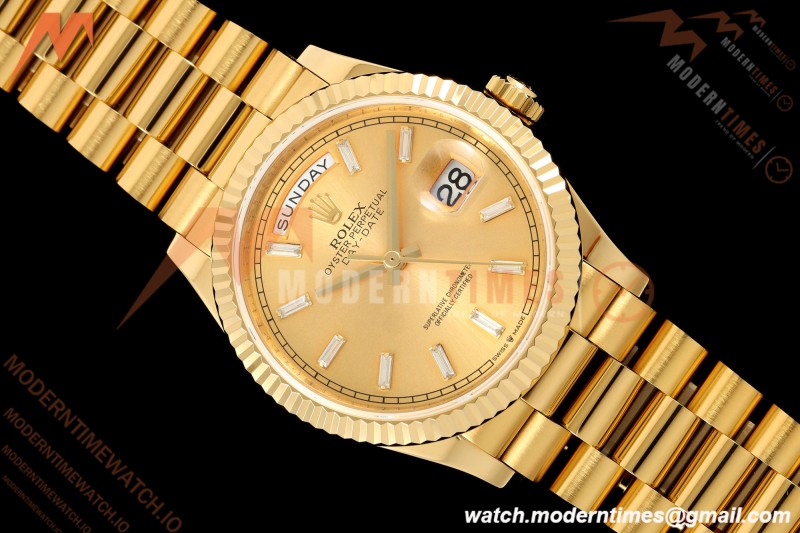 Rolex - DayDate 128238 Gain Weight 36mm Flt Pres YG/YG Gold/Dia KF A2836