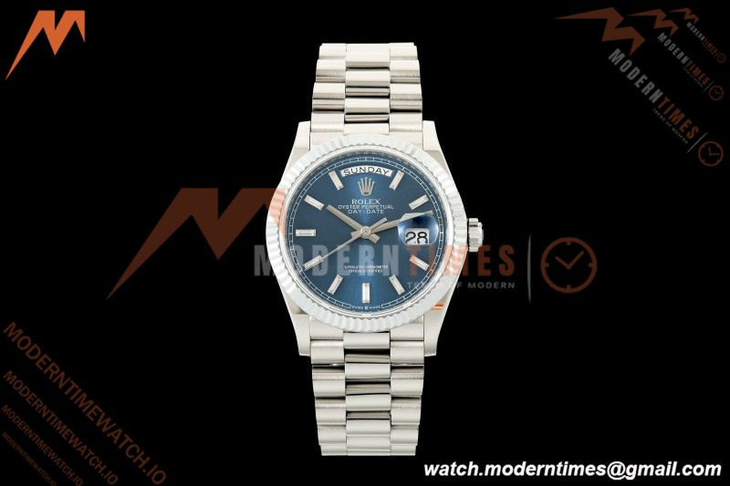 Rolex - DayDate 128239 Gain Weight 36mm Flt Pres SS/SS Blu/Dia KF A2836 | 롤렉스 - 데이데이트 128239 게인 웨이트 36mm 플랫 프레스 스테인리스 스틸/실버 블루/다이아 KF A2836