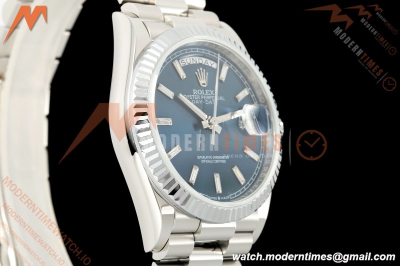 Rolex - DayDate 128239 Gain Weight 36mm Flt Pres SS/SS Blu/Dia KF A2836 | 롤렉스 - 데이데이트 128239 게인 웨이트 36mm 플랫 프레스 스테인리스 스틸/실버 블루/다이아 KF A2836