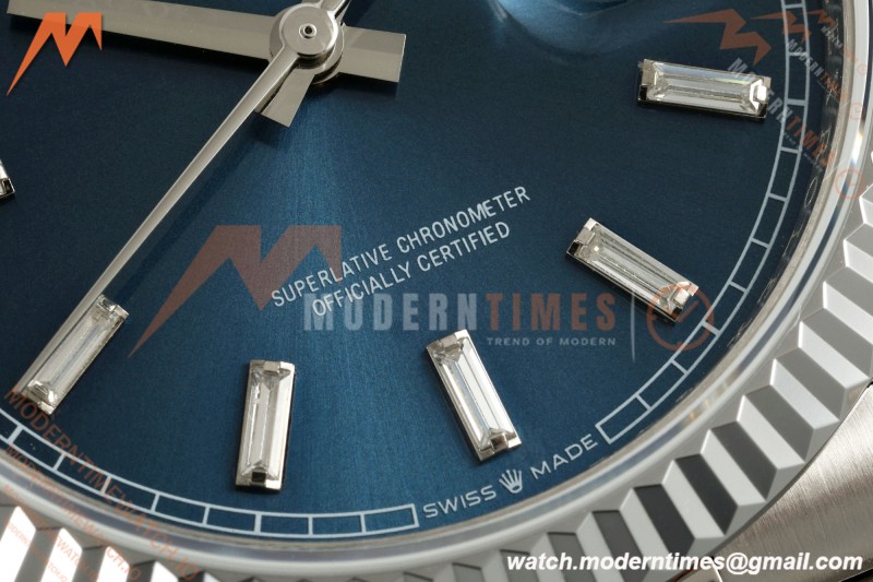 Rolex - DayDate 128239 Gain Weight 36mm Flt Pres SS/SS Blu/Dia KF A2836 | 롤렉스 - 데이데이트 128239 게인 웨이트 36mm 플랫 프레스 스테인리스 스틸/실버 블루/다이아 KF A2836