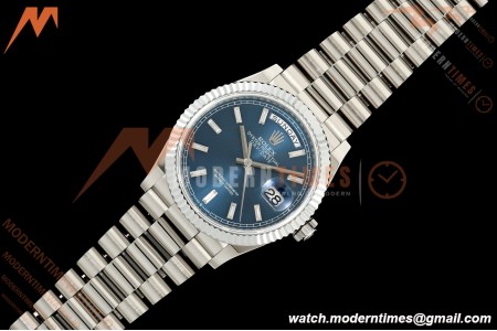 Rolex - DayDate 128239 Gain Weight 36mm Flt Pres SS/SS Blu/Dia KF A2836 | 롤렉스 - 데이데이트 128239 게인 웨이트 36mm 플랫 프레스 스테인리스 스틸/실버 블루/다이아 KF A2836