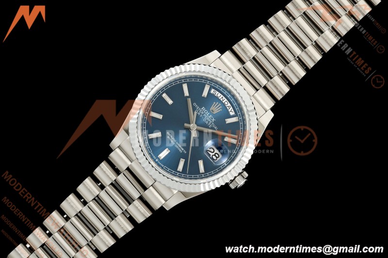 Rolex - DayDate 128239 Gain Weight 36mm Flt Pres SS/SS Blu/Dia KF A2836 | 롤렉스 - 데이데이트 128239 게인 웨이트 36mm 플랫 프레스 스테인리스 스틸/실버 블루/다이아 KF A2836