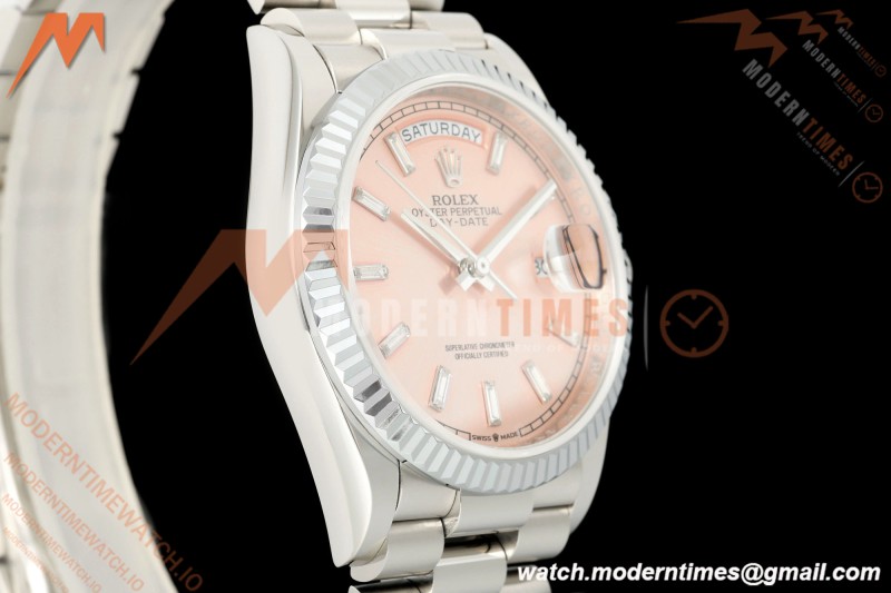 Rolex - DayDate 128239 Gain Weight 36mm Flt Pres SS/SS Pink/Dia KF A2836