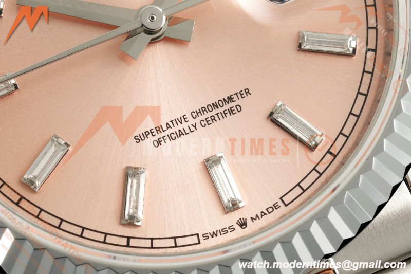 Rolex - DayDate 128239 Gain Weight 36mm Flt Pres SS/SS Pink/Dia KF A2836