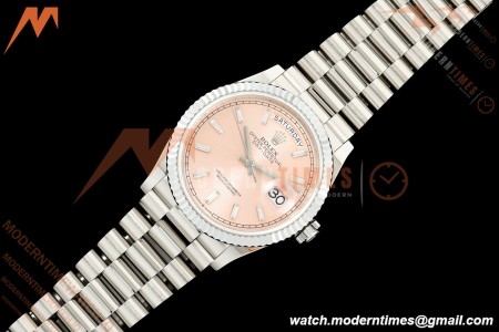 Rolex - DayDate 128239 Gain Weight 36mm Flt Pres SS/SS Pink/Dia KF A2836