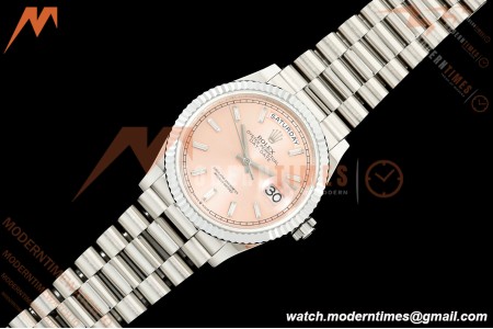 Rolex - DayDate 128239 Gain Weight 36mm Flt Pres SS/SS Pink/Dia KF A2836 | 롤렉스 - 데이데이트 128239 게인 웨이트 36mm 플랫 프레스 SS/SS 핑크/다이아 KF A2836