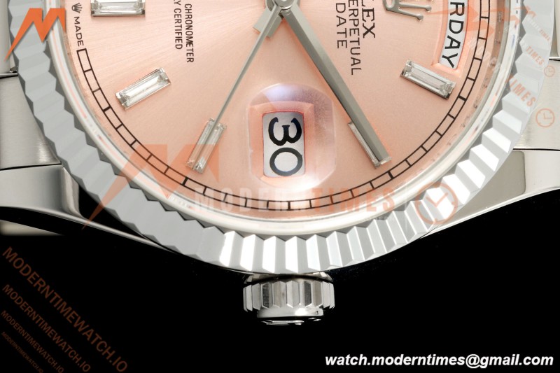 Rolex - DayDate 128239 Gain Weight 36mm Flt Pres SS/SS Pink/Dia KF A2836
