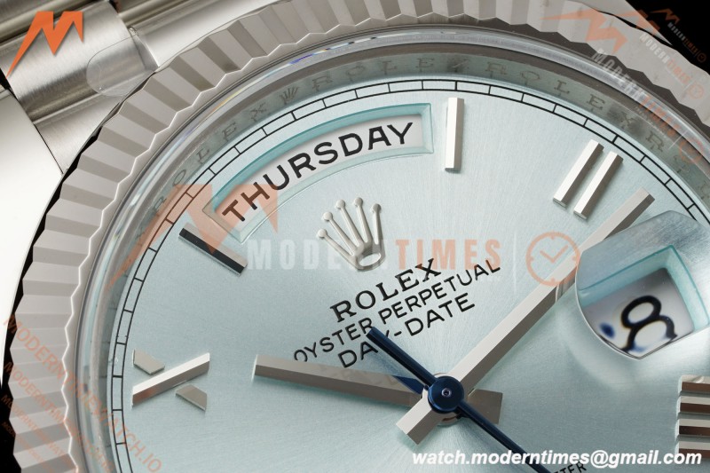 Rolex - DayDate 228236 Gain Weight 40mm Flt Pres SS/SS Ice Blue/Rmn VSF DD3255